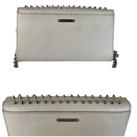 🎉Poshiversary SALE🎉Rebecca Minkoff Studded White Leather Crossbody Wallet - Picture 7 of 17